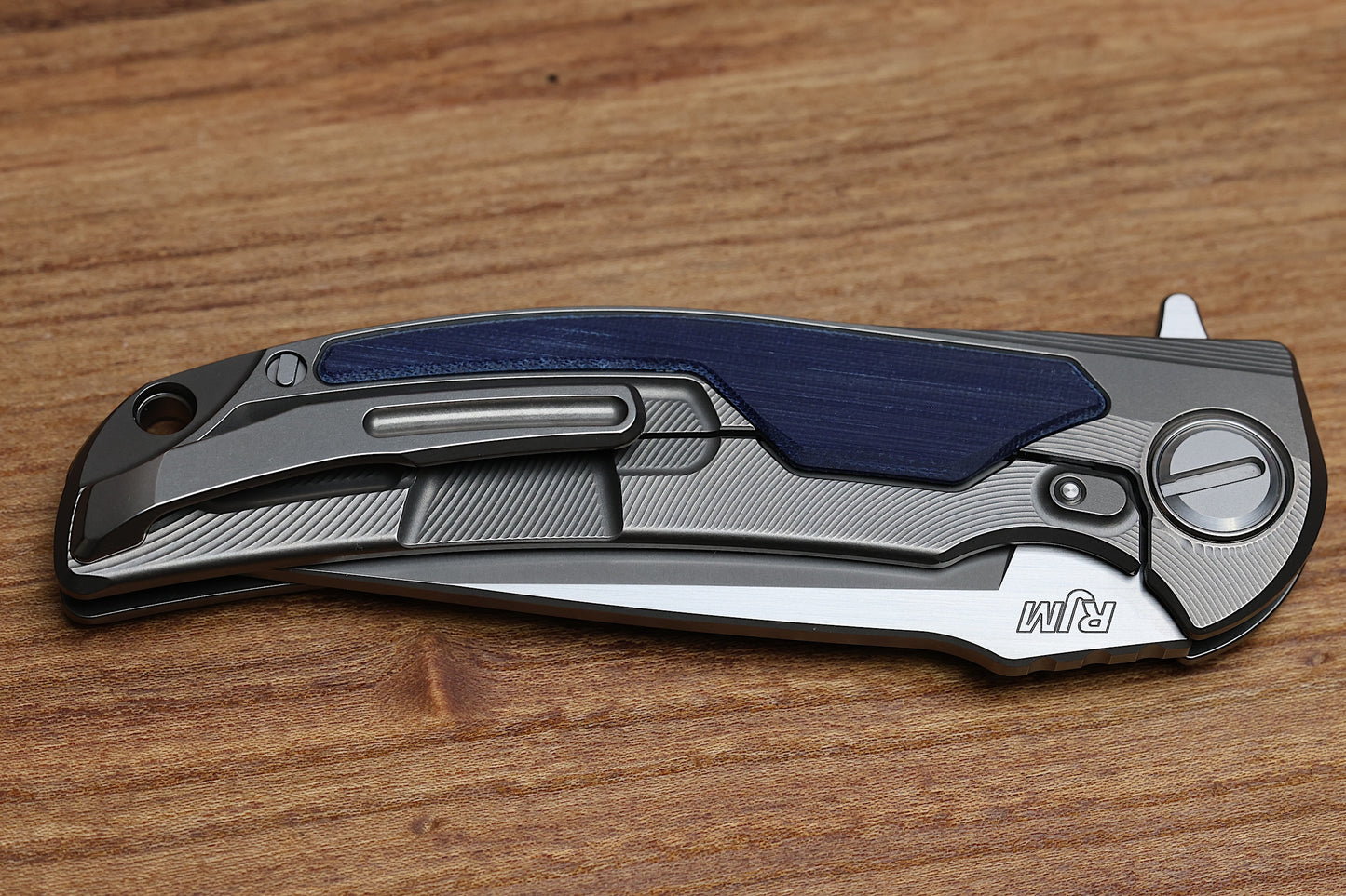 SHIROGOROV “LIMITED EDITION” RJ MARTIN DESIGN DENIM OVERKILL – S90V BLADE – TITANIUM HANDLE W/ JEANS MICARTA INLAYS – SRRBS