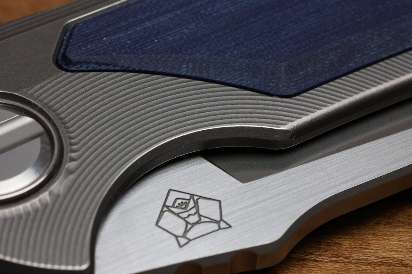 SHIROGOROV “LIMITED EDITION” RJ MARTIN DESIGN DENIM OVERKILL – S90V BLADE – TITANIUM HANDLE W/ JEANS MICARTA INLAYS – SRRBS