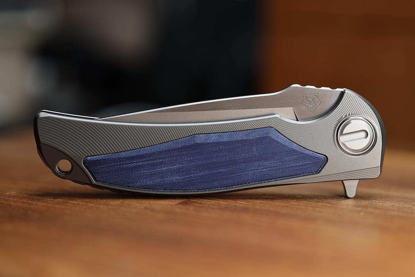 SHIROGOROV “LIMITED EDITION” RJ MARTIN DESIGN DENIM OVERKILL – S90V BLADE – TITANIUM HANDLE W/ JEANS MICARTA INLAYS – SRRBS