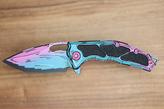 HERETIC KNIVES MEDUSA MANUAL - TANTO - MIAMI VICE - CEL SHADING - H009-CS-MV