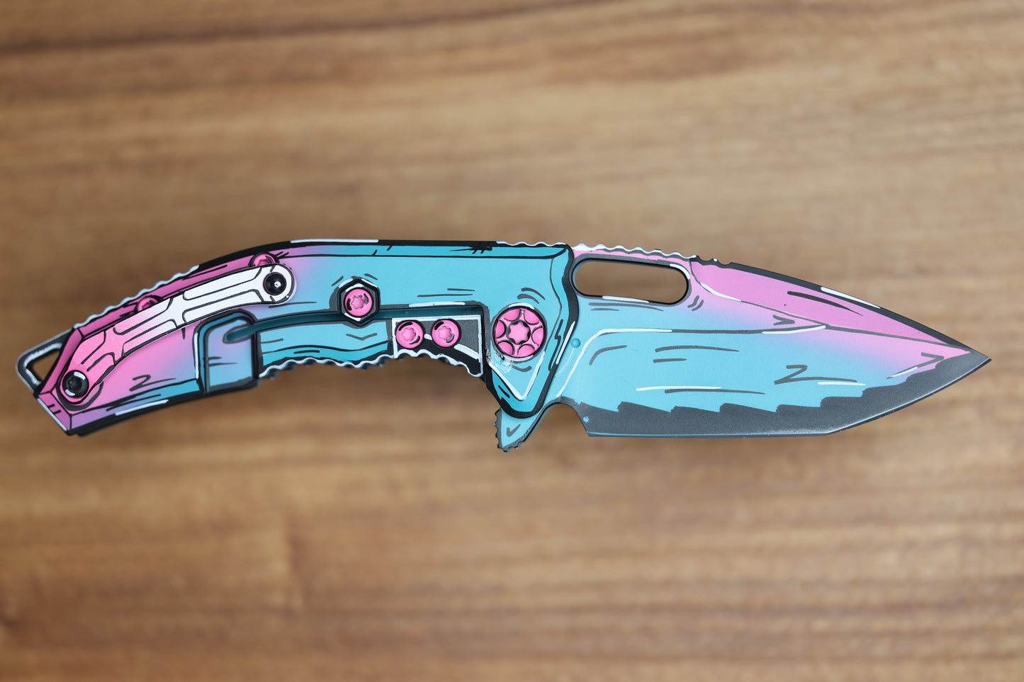 HERETIC KNIVES MEDUSA MANUAL - TANTO - MIAMI VICE - CEL SHADING - H009-CS-MV
