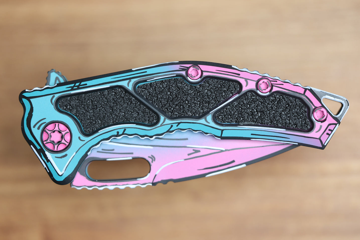 HERETIC KNIVES MEDUSA MANUAL - TANTO - MIAMI VICE - CEL SHADING - H009-CS-MV