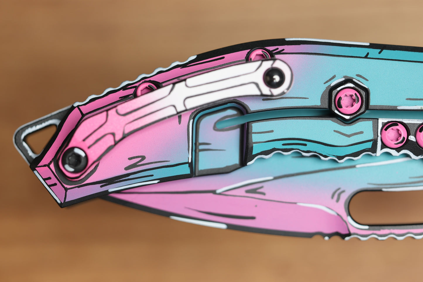 HERETIC KNIVES MEDUSA MANUAL - TANTO - MIAMI VICE - CEL SHADING - H009-CS-MV