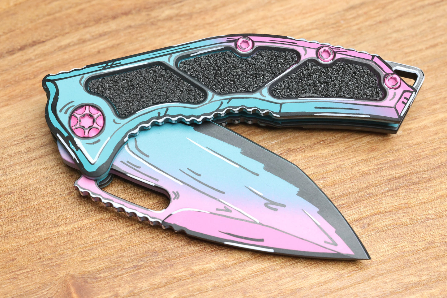 HERETIC KNIVES MEDUSA MANUAL - TANTO - MIAMI VICE - CEL SHADING - H009-CS-MV