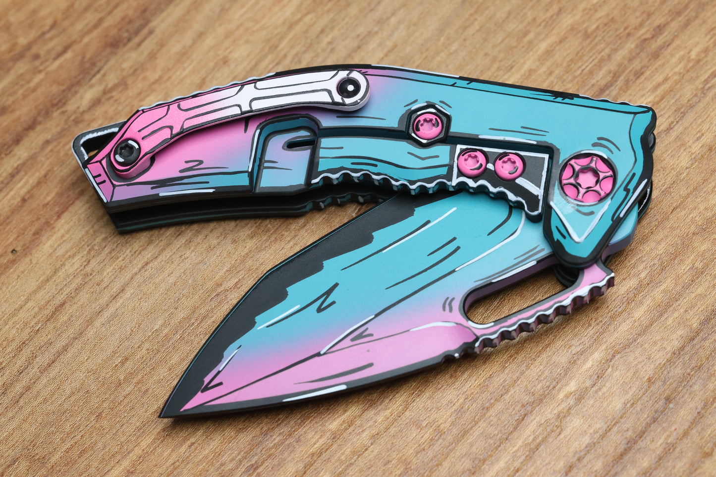 HERETIC KNIVES MEDUSA MANUAL - TANTO - MIAMI VICE - CEL SHADING - H009-CS-MV