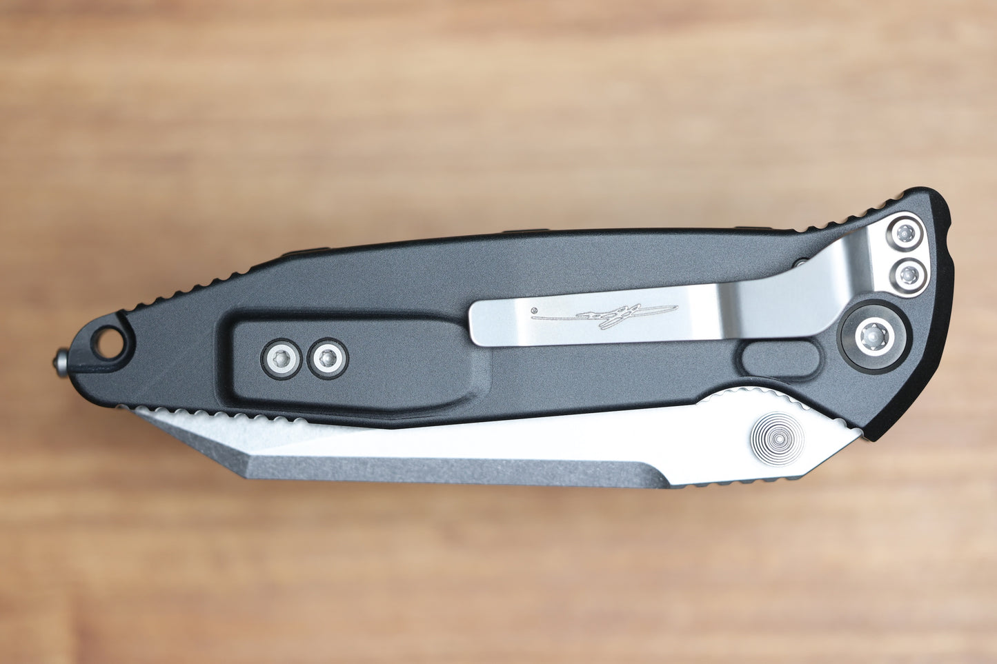 MICROTECH SOCOM ELITE WARCOM W/ BLACK HANDLES & STONEWASH 259-10S