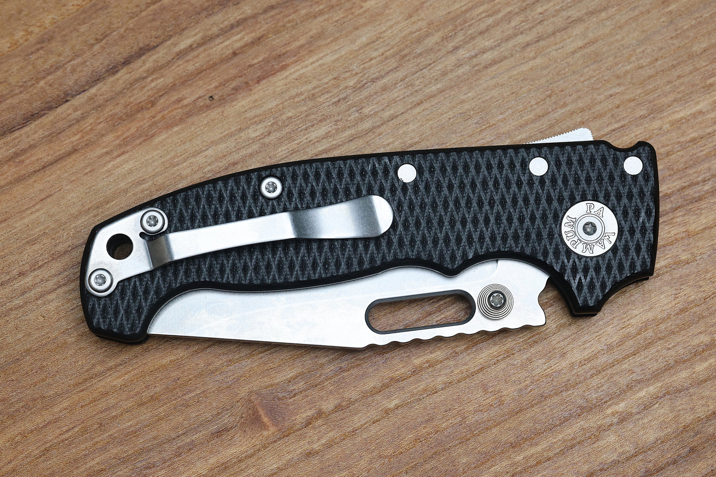 DEMKO KNIVES MG AD20S W/TEXTURED BLACK G10 HANDLES & MAGNACUT CLIP POINT BLADE