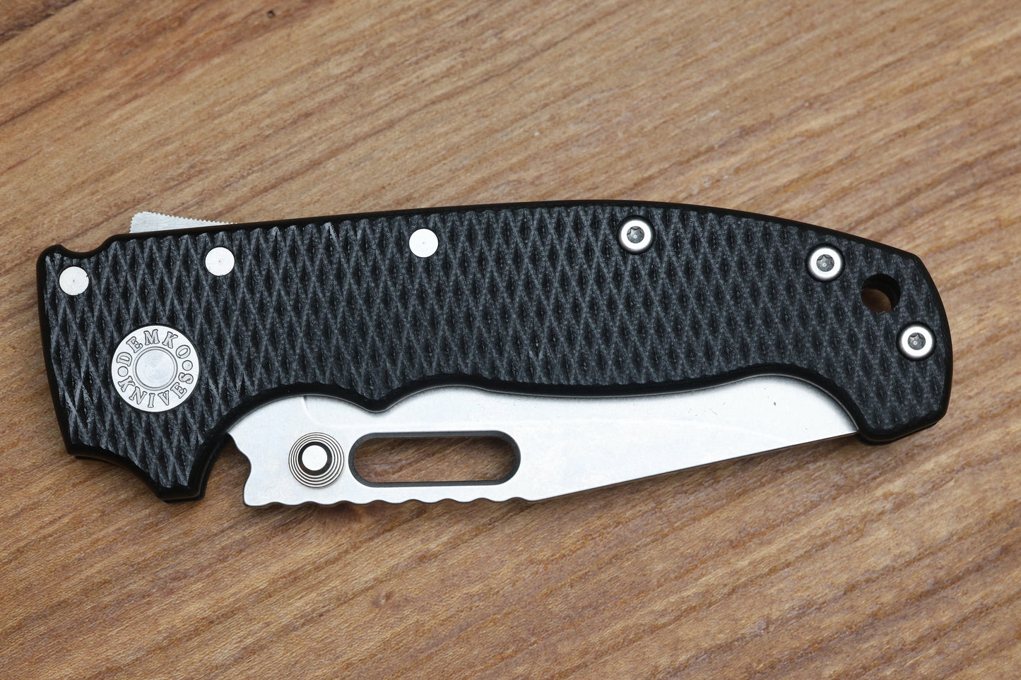 DEMKO KNIVES MG AD20S W/TEXTURED BLACK G10 HANDLES & MAGNACUT CLIP POINT BLADE