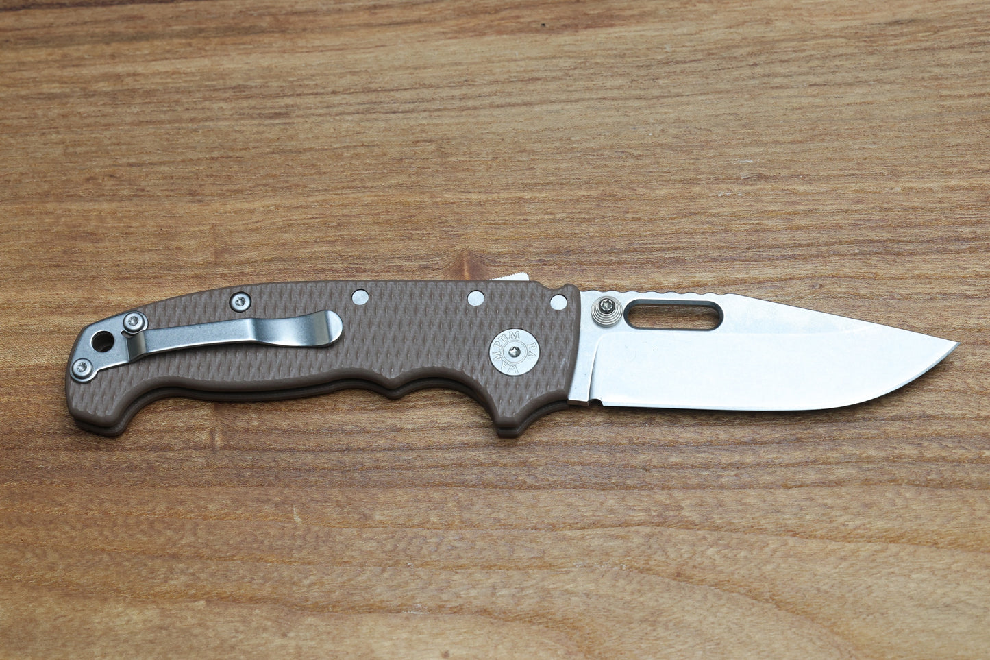 DEMKO KNIVES MG AD20S W/TEXTURED EARTH G10 HANDLE & 20CV CLIP POINT BLADE