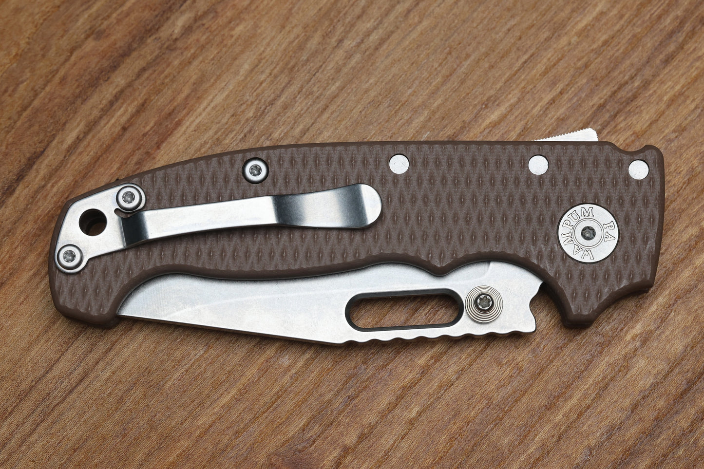 DEMKO KNIVES MG AD20S W/TEXTURED EARTH G10 HANDLE & 20CV CLIP POINT BLADE