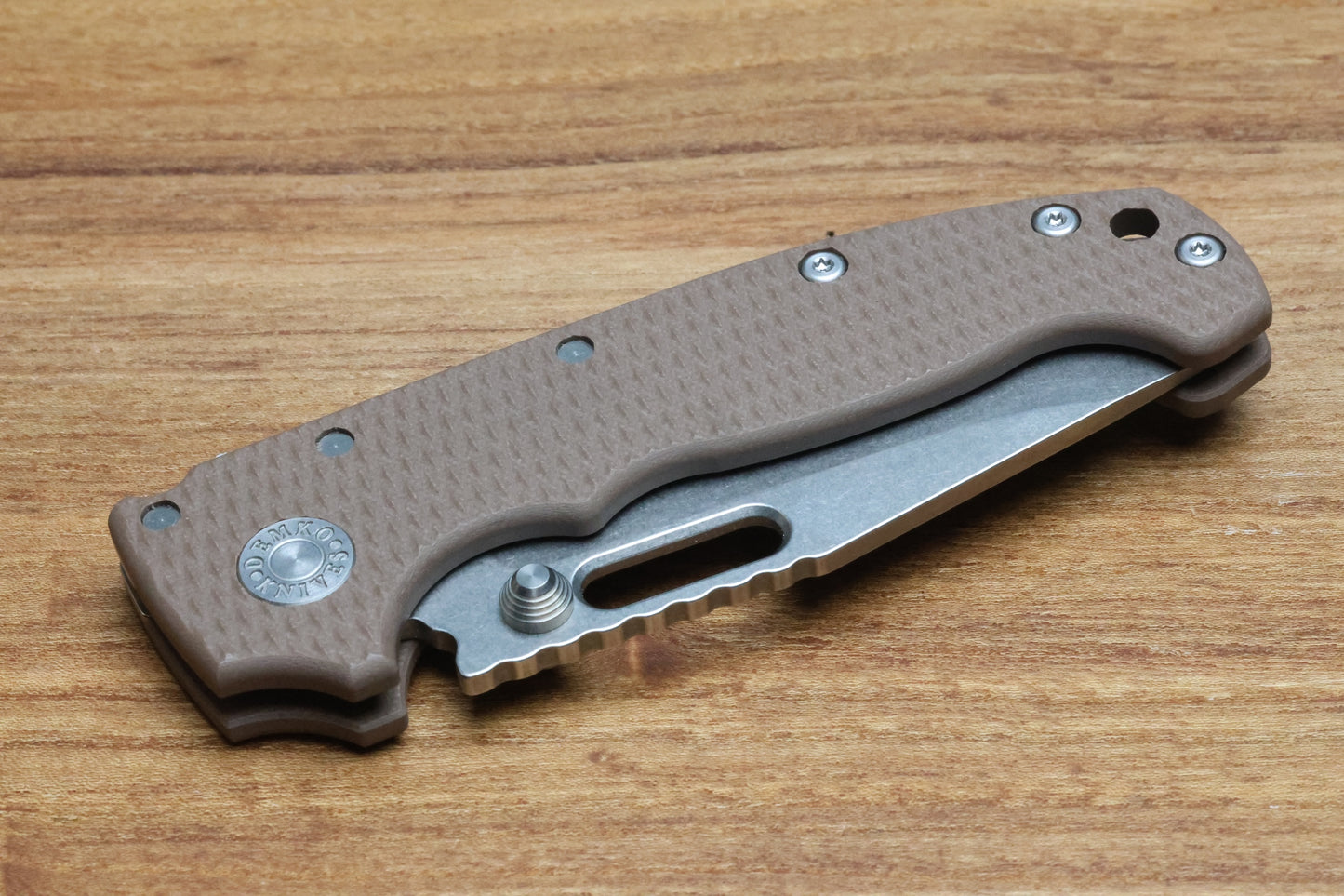 DEMKO KNIVES MG AD20S W/TEXTURED EARTH G10 HANDLE & 20CV CLIP POINT BLADE