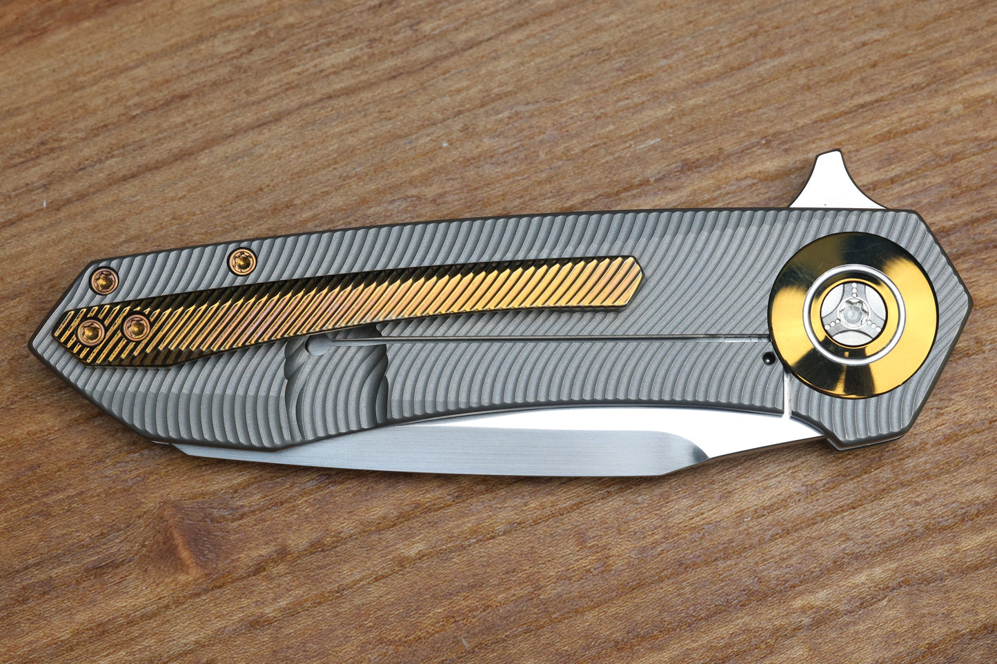 SKIFF MADE BLADES - DRIFTER #62 - MILLED TITANIUM SCALES CPM154 SATIN BLADE