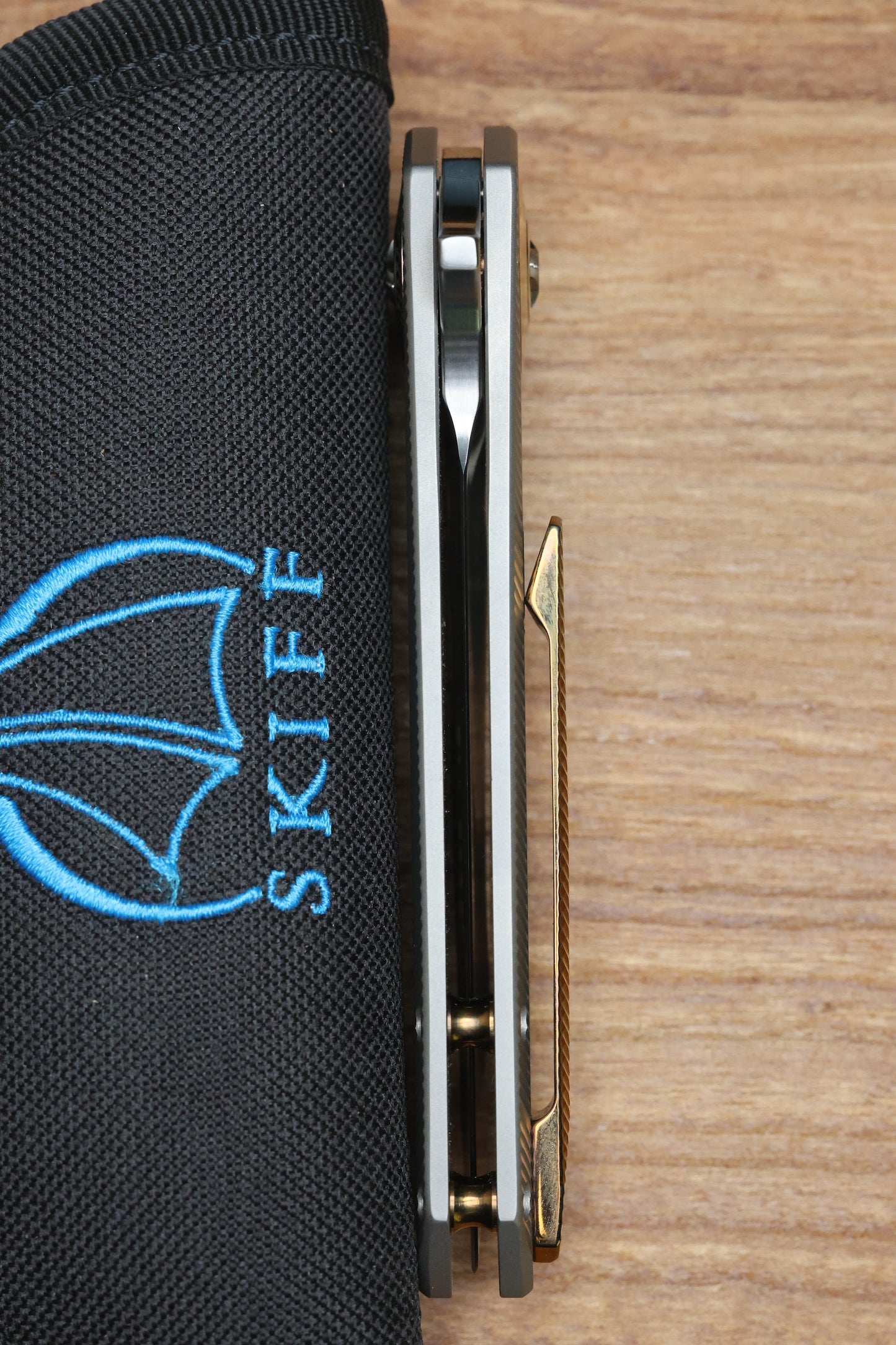 SKIFF MADE BLADES - DRIFTER #62 - MILLED TITANIUM SCALES CPM154 SATIN BLADE