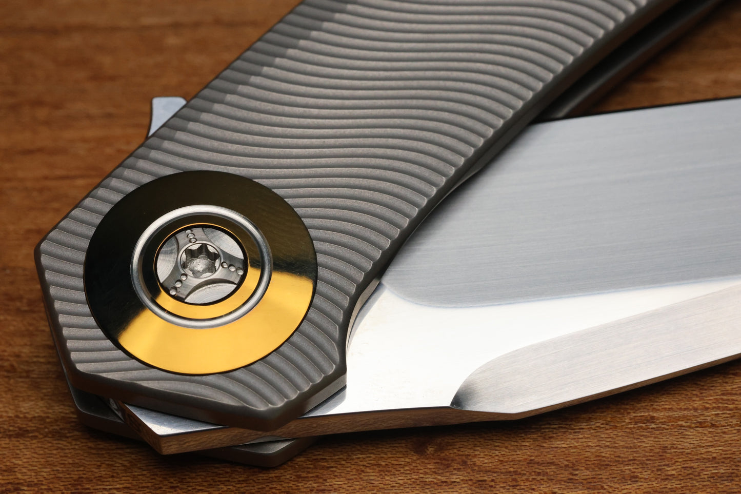 SKIFF MADE BLADES - DRIFTER #62 - MILLED TITANIUM SCALES CPM154 SATIN BLADE