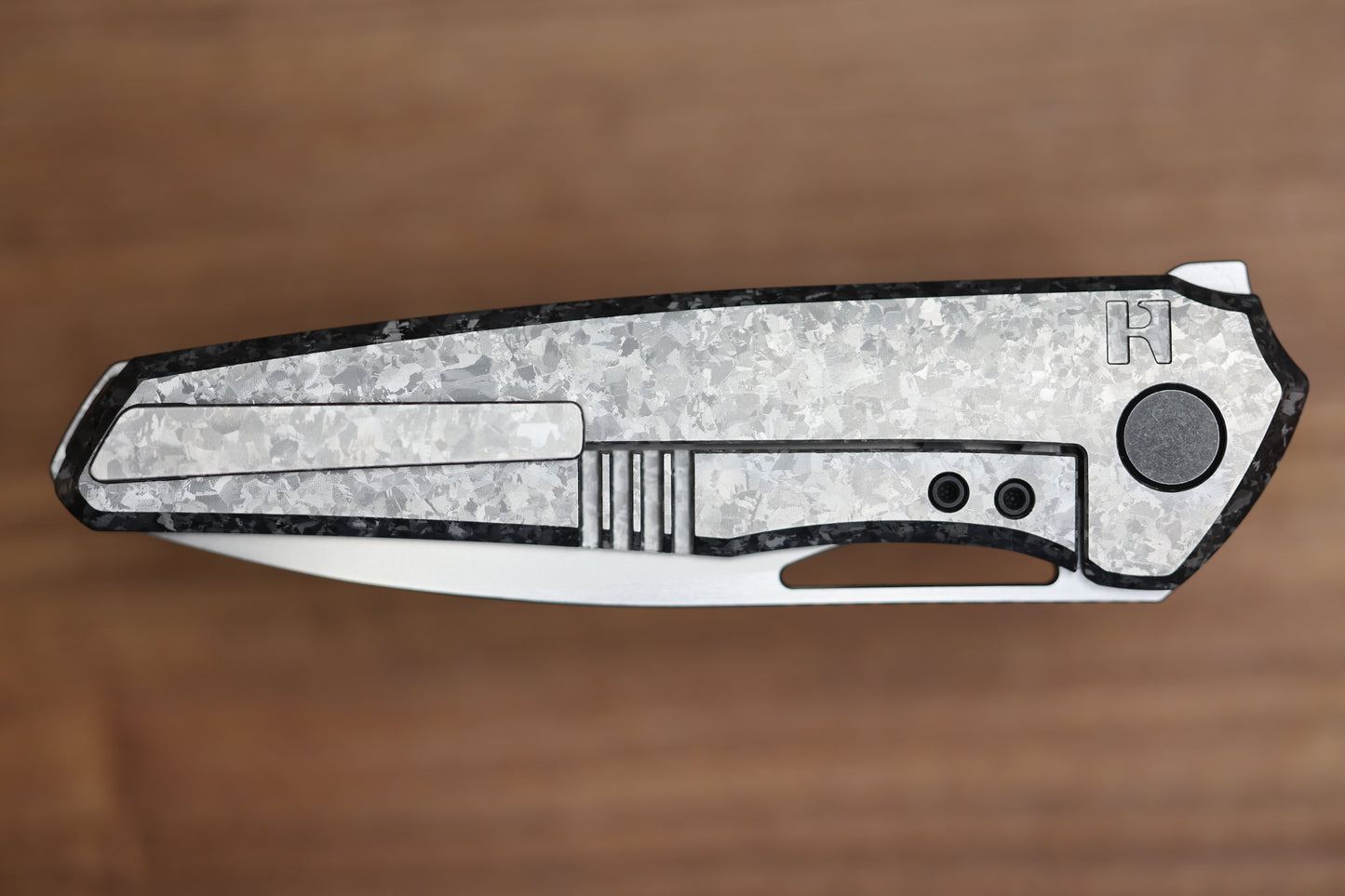 CUSTOM KNIFE FACTORY TASCA CRYSTAL TITANIUM HANDLES & M398