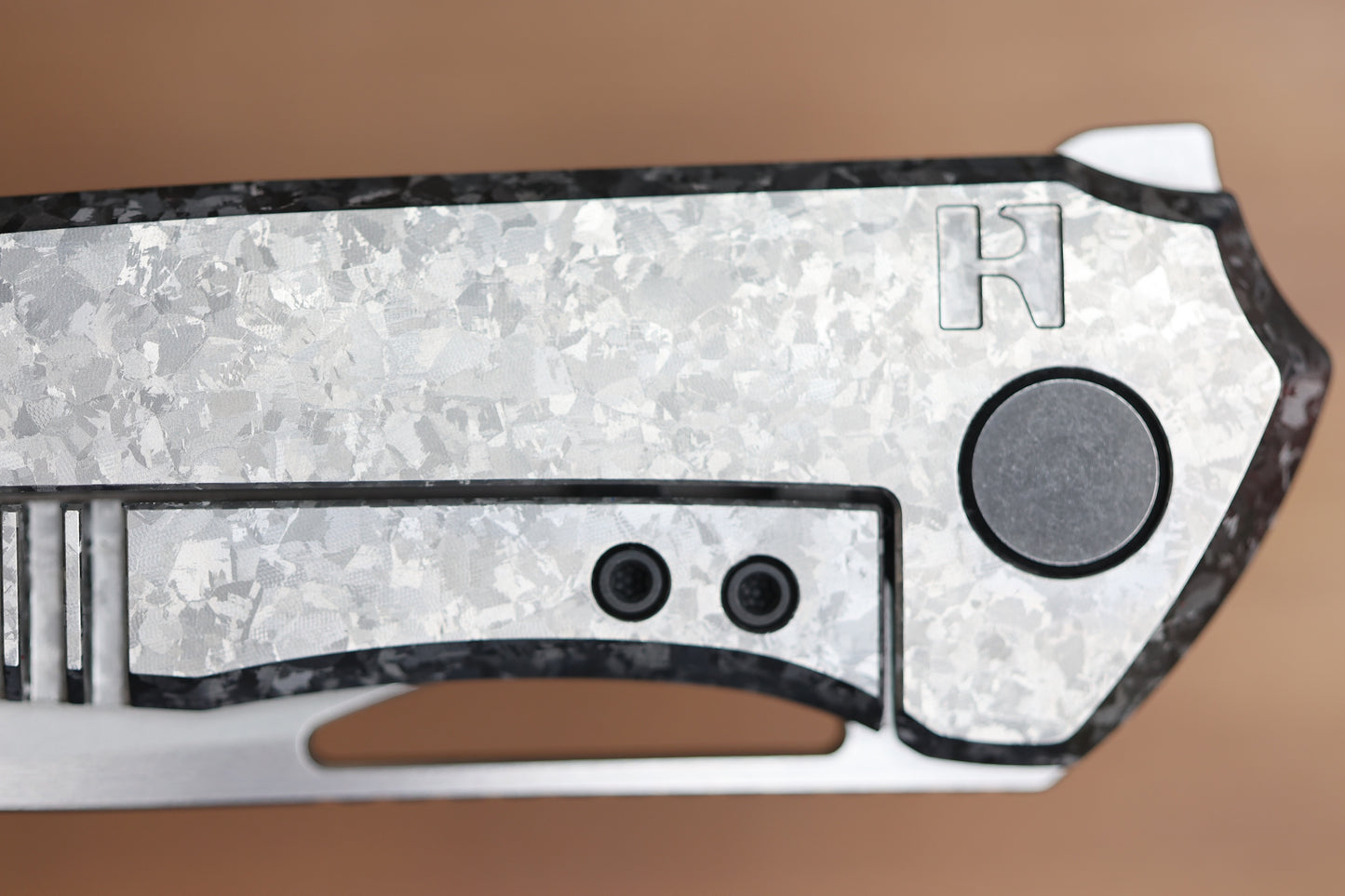 CUSTOM KNIFE FACTORY TASCA CRYSTAL TITANIUM HANDLES & M398