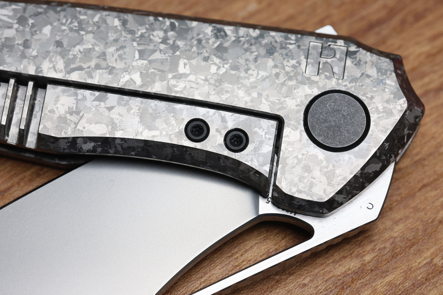 CUSTOM KNIFE FACTORY TASCA CRYSTAL TITANIUM HANDLES & M398