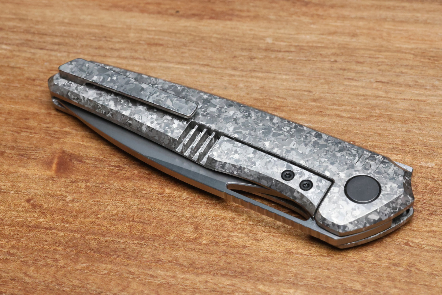 CUSTOM KNIFE FACTORY TASCA CRYSTAL TITANIUM HANDLES & M398