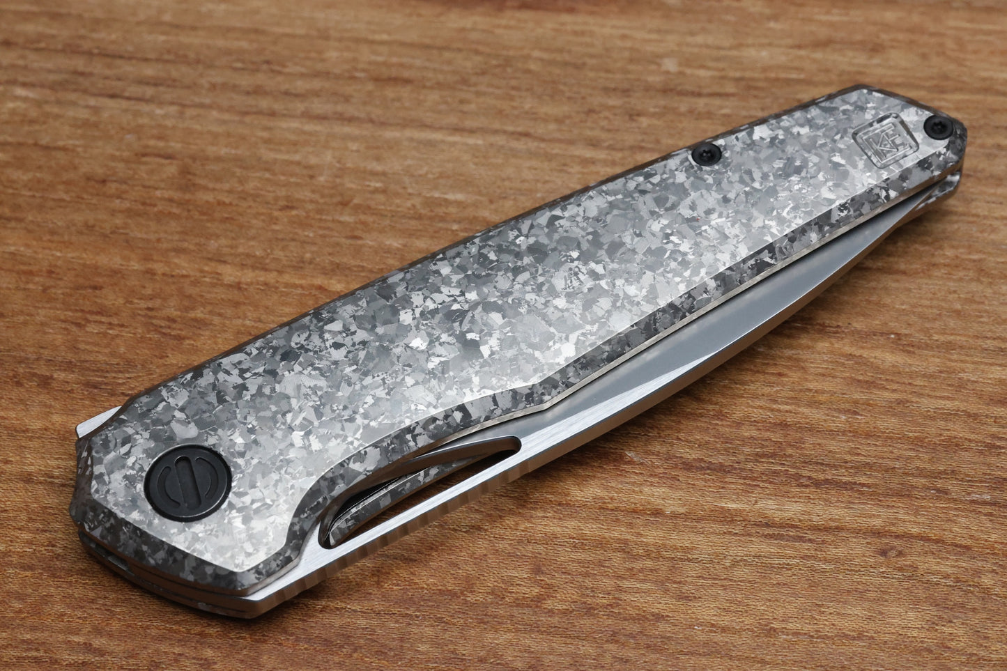 CUSTOM KNIFE FACTORY TASCA CRYSTAL TITANIUM HANDLES & M398