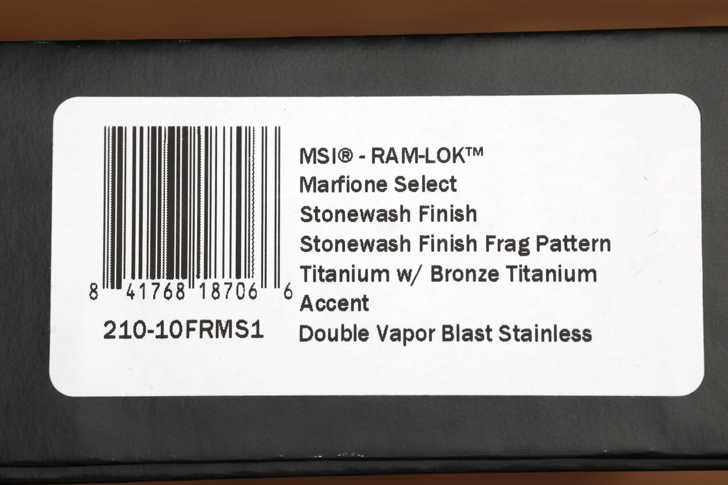 MICROTECH KNIVES "MARFIONE SELECT" MSI - RAM-LOK - STONEWASH FINISH FRAG PATTERN TITANIUM W/ BRONZE TITANIUM ACCENT 210-10FRMS1