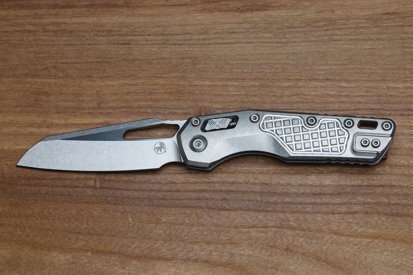 MICROTECH KNIVES "MARFIONE SELECT" MSI - RAM-LOK - STONEWASH FINISH FRAG PATTERN TITANIUM W/ BRONZE TITANIUM ACCENT 210-10FRMS1