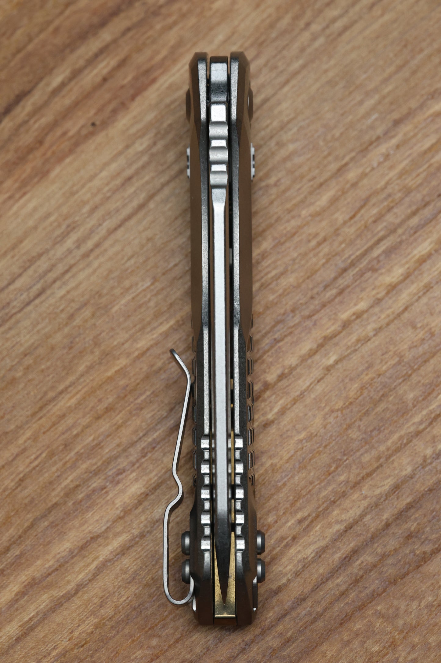 MICROTECH KNIVES "MARFIONE SELECT" MSI - RAM-LOK - STONEWASH FINISH FRAG PATTERN TITANIUM W/ BRONZE TITANIUM ACCENT 210-10FRMS1