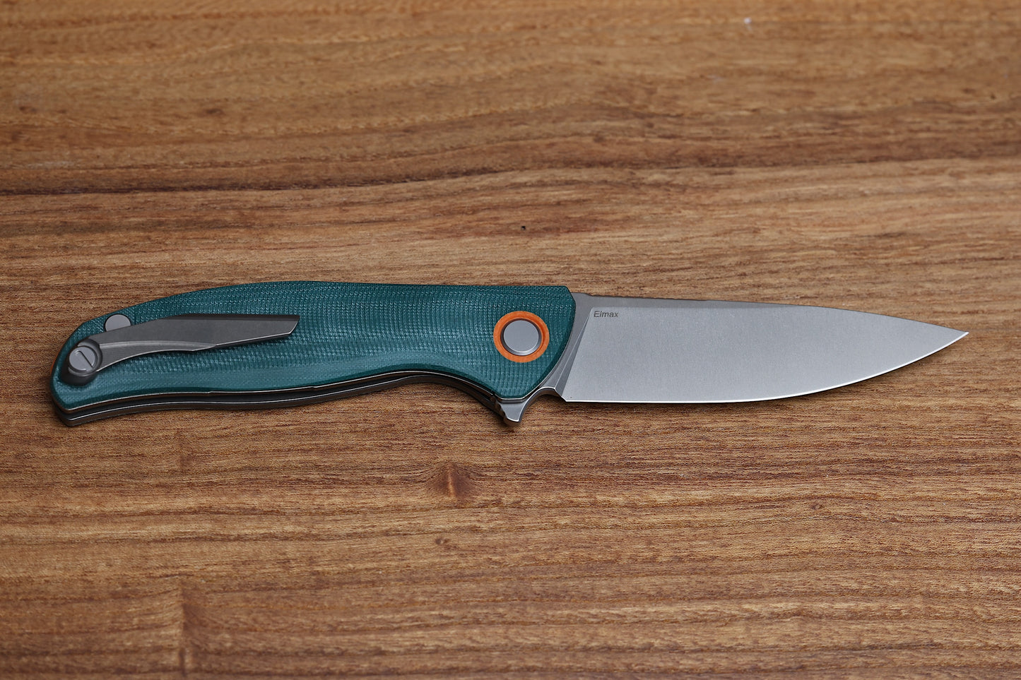 SHIROGOROV F3 – ELMAX BLADE – EMERALD MICARTA HANDLE W/ ORANGE G10 ACCENTS – MRBS