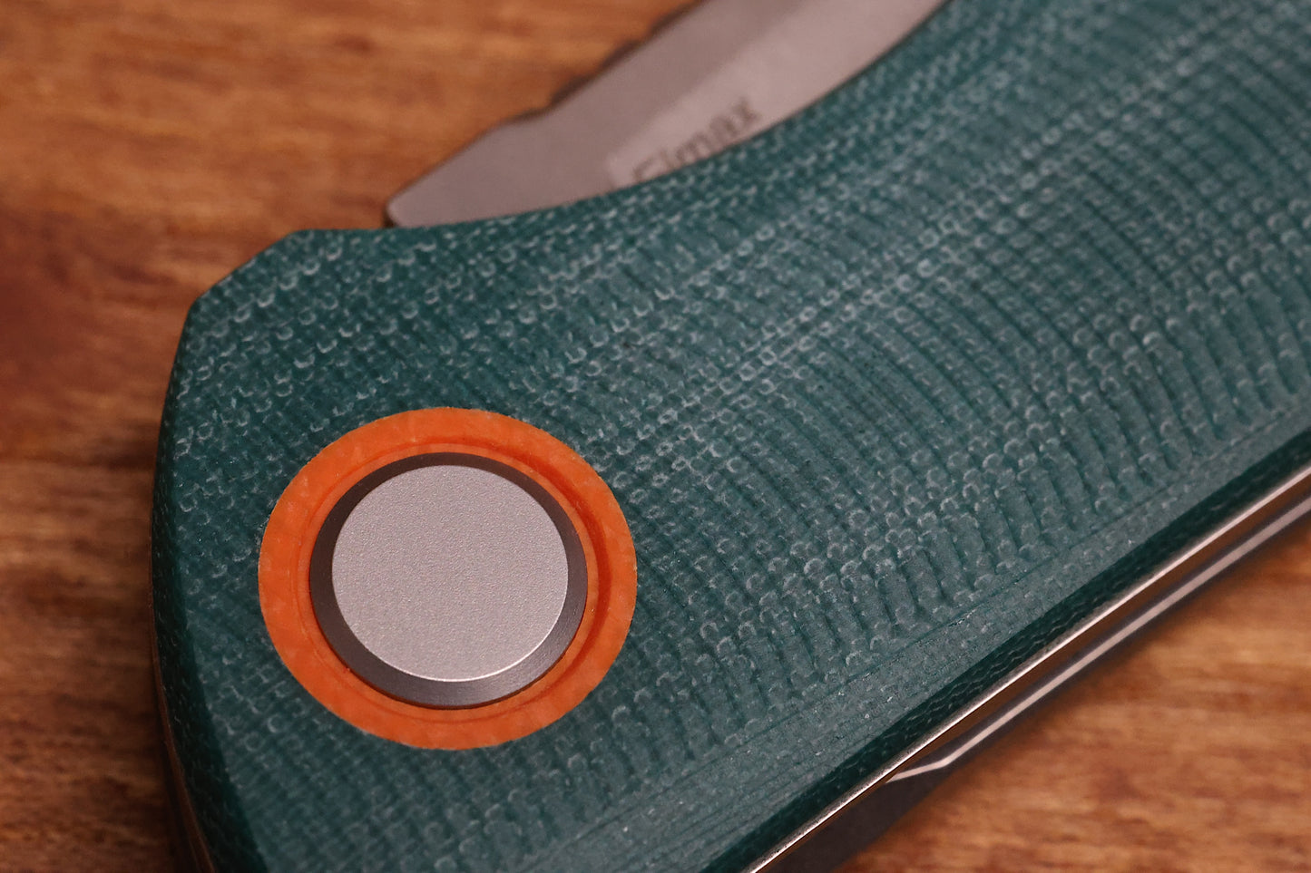 SHIROGOROV F3 – ELMAX BLADE – EMERALD MICARTA HANDLE W/ ORANGE G10 ACCENTS – MRBS