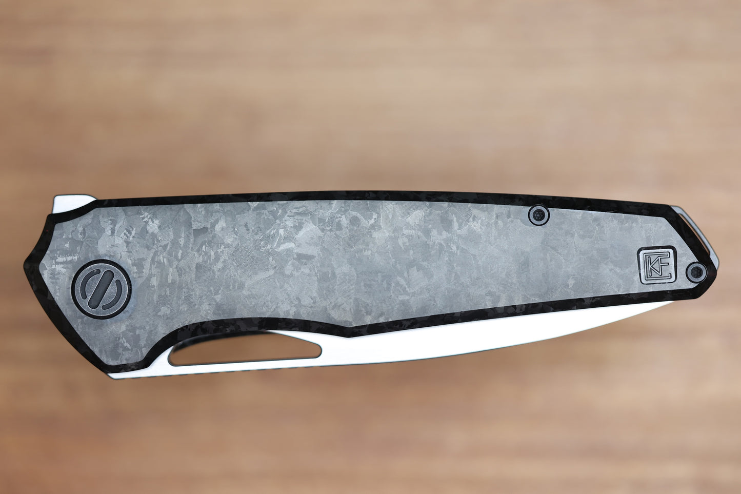 CUSTOM KNIFE FACTORY TASCA BLACK CRYSTAL TITANIUM HANDLES & M398