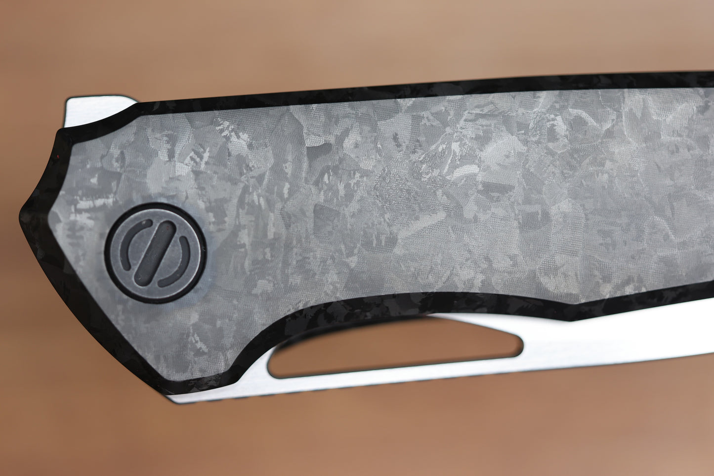 CUSTOM KNIFE FACTORY TASCA BLACK CRYSTAL TITANIUM HANDLES & M398