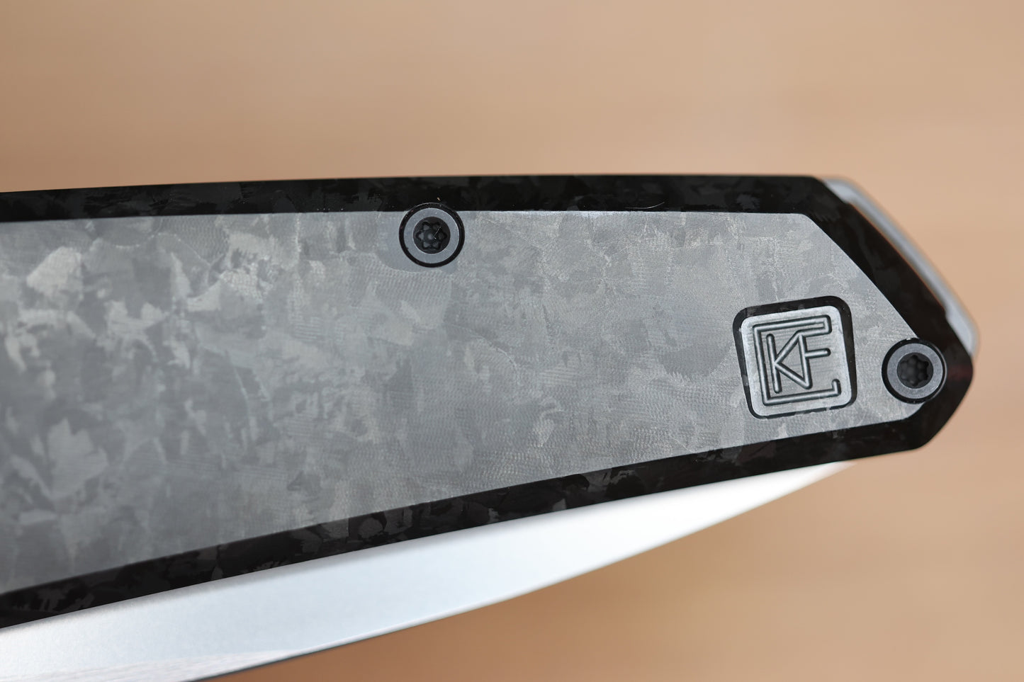 CUSTOM KNIFE FACTORY TASCA BLACK CRYSTAL TITANIUM HANDLES & M398