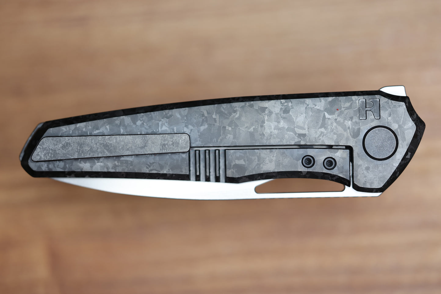 CUSTOM KNIFE FACTORY TASCA BLACK CRYSTAL TITANIUM HANDLES & M398