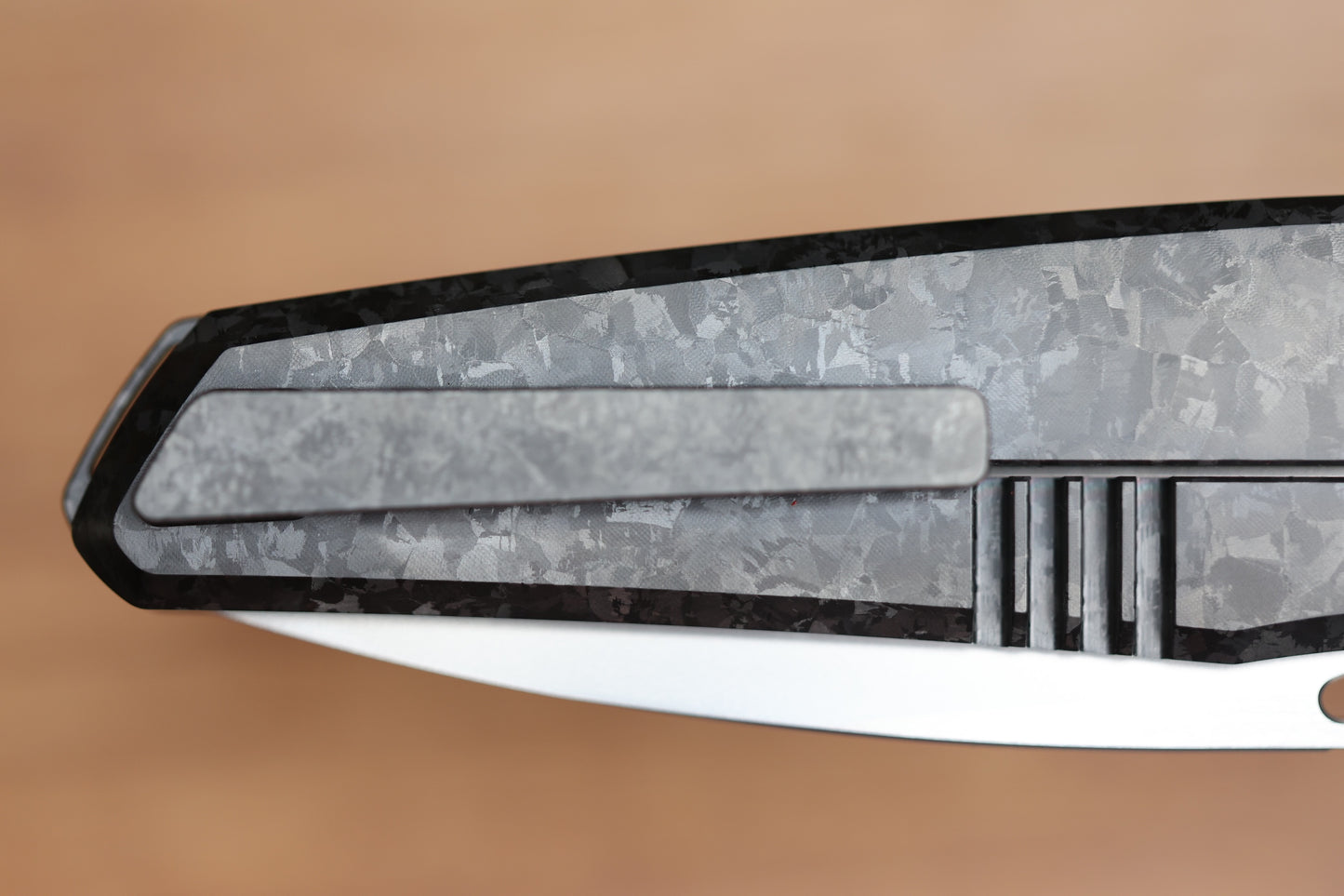 CUSTOM KNIFE FACTORY TASCA BLACK CRYSTAL TITANIUM HANDLES & M398