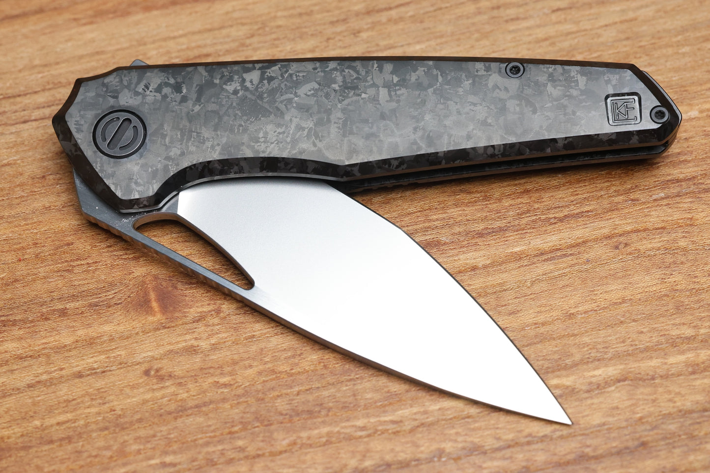 CUSTOM KNIFE FACTORY TASCA BLACK CRYSTAL TITANIUM HANDLES & M398