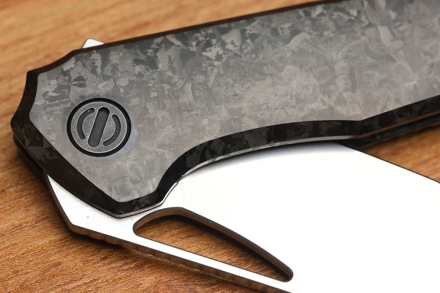 CUSTOM KNIFE FACTORY TASCA BLACK CRYSTAL TITANIUM HANDLES & M398