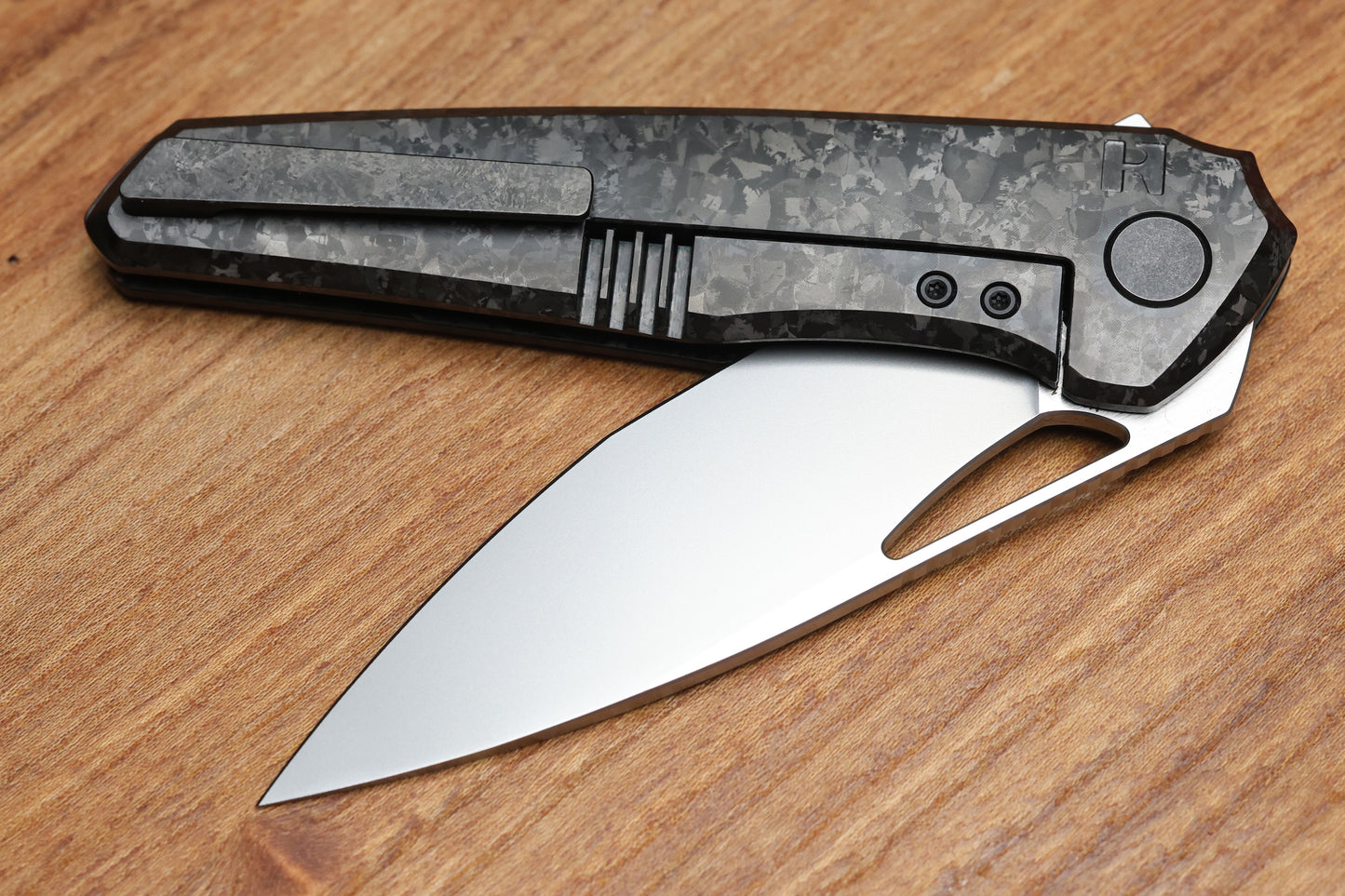 CUSTOM KNIFE FACTORY TASCA BLACK CRYSTAL TITANIUM HANDLES & M398