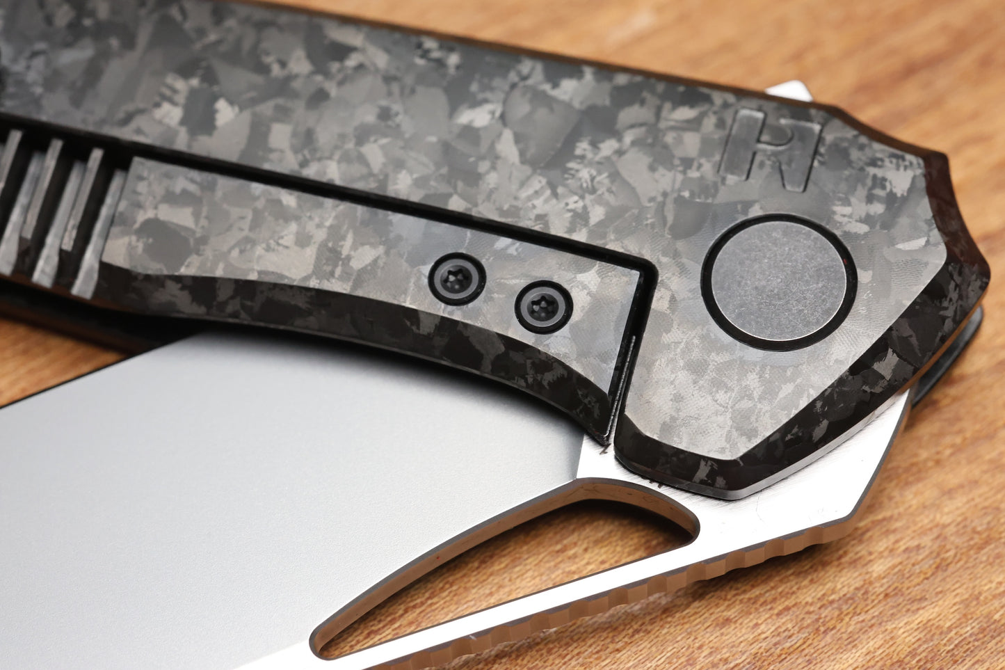 CUSTOM KNIFE FACTORY TASCA BLACK CRYSTAL TITANIUM HANDLES & M398