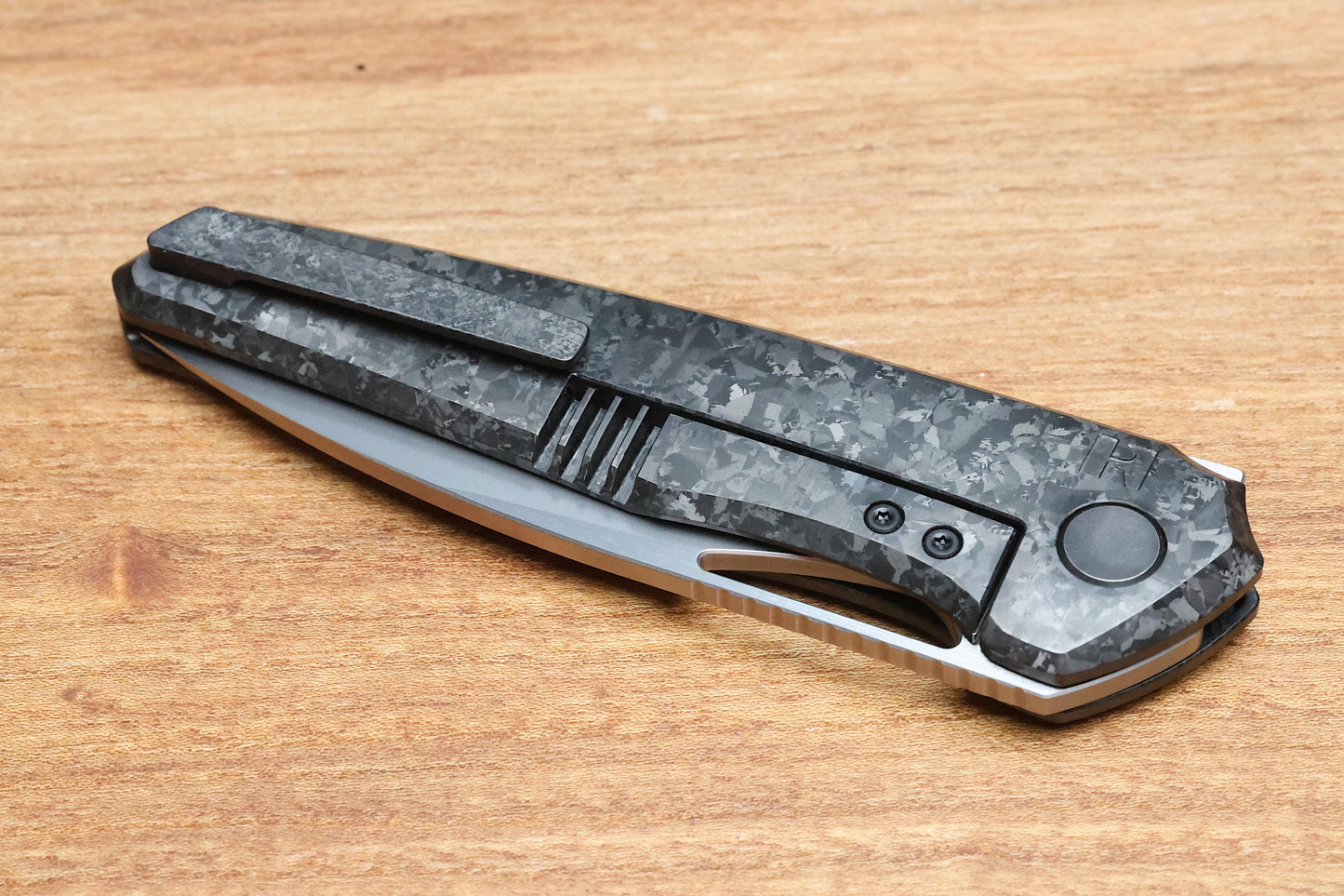 CUSTOM KNIFE FACTORY TASCA BLACK CRYSTAL TITANIUM HANDLES & M398