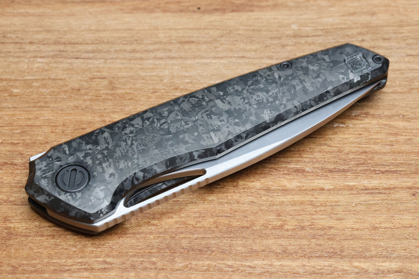 CUSTOM KNIFE FACTORY TASCA BLACK CRYSTAL TITANIUM HANDLES & M398