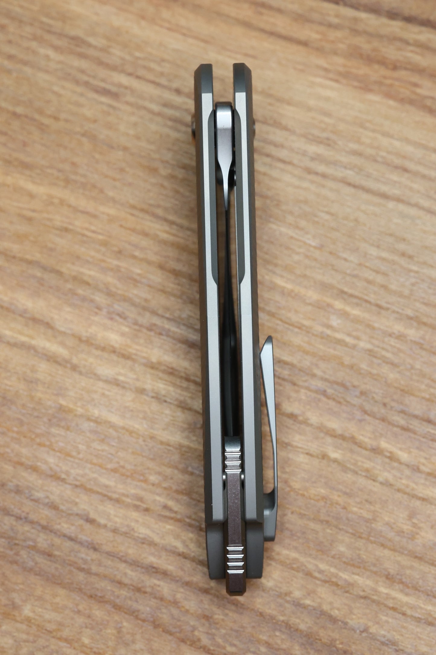 KOENIG KNIVES MINI ARIUS - NON FLIPPER - CORDA TITANIUM HANDLE - SILVER HARDWARE - BURNISHED W/ POLISHED FLATS M390 BLADE