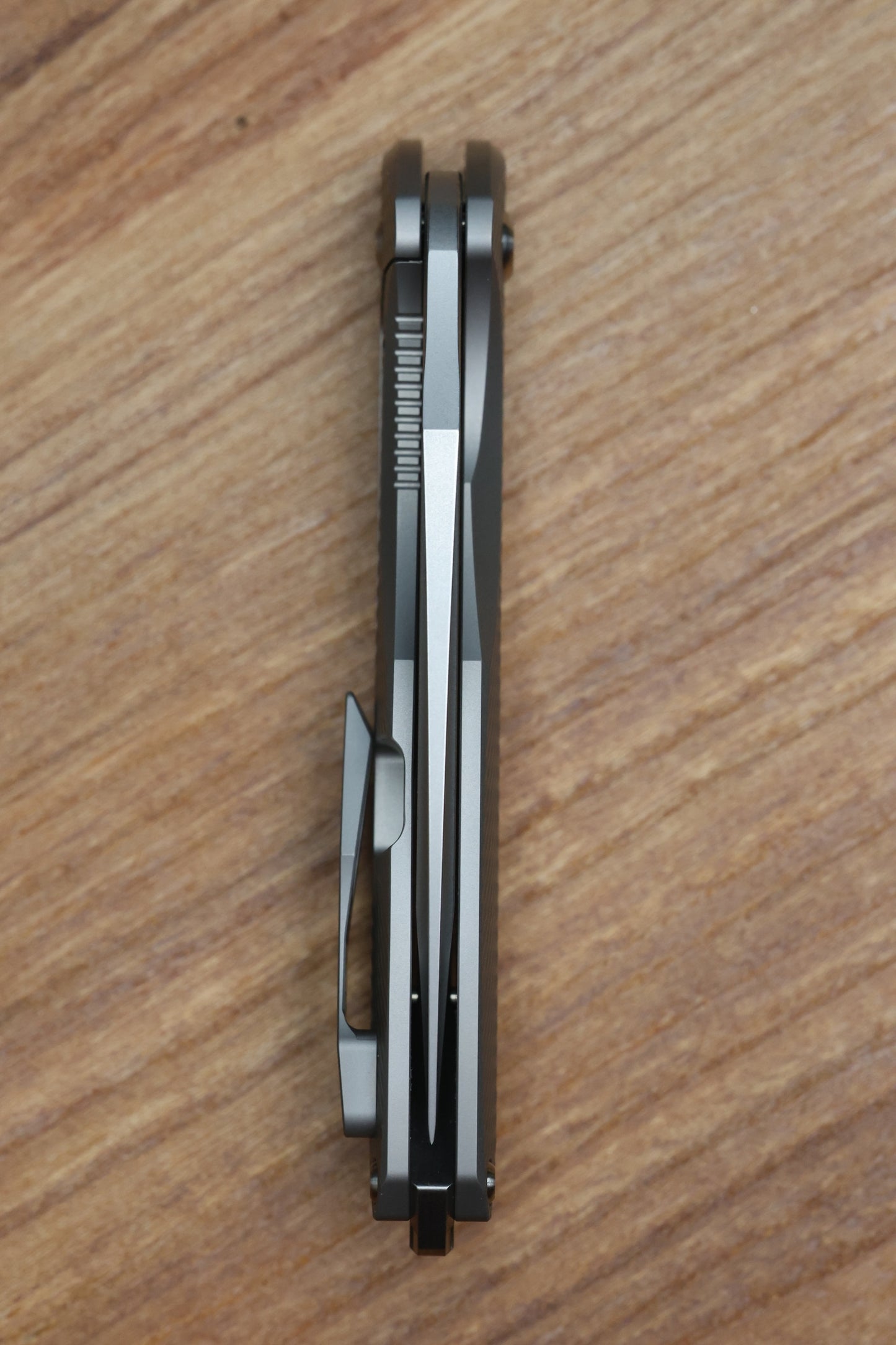 KOENIG KNIVES MINI ARIUS - NON FLIPPER - CORDA TITANIUM HANDLE - SILVER HARDWARE - BURNISHED W/ POLISHED FLATS M390 BLADE