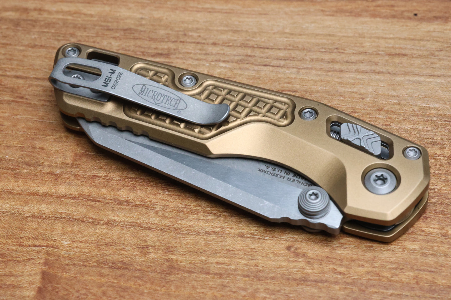 MICROTECH MSI RAM LOK MINI TAN FRAG ALUMINUM HANDLES W/ APOCALYPTIC M390MK 210M-10FRTA