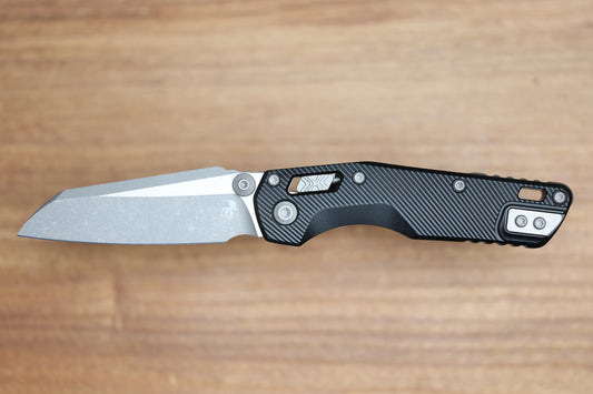 MICROTECH MSI RAM LOK MINI BLACK FLUTED ALUMINUM HANDLES W/ APOCALYPTIC M390MK 210M-10APFL