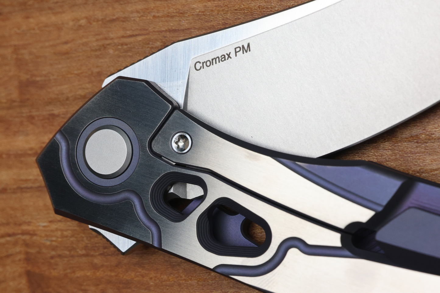 SHIROGOROV KNIVES / ALEXEY KONYGIN COLLABORATION QUANTUM “CYBONIC PLAGUE” – CROMAX PM BLADE - SATIN/PURPLE – MRBS