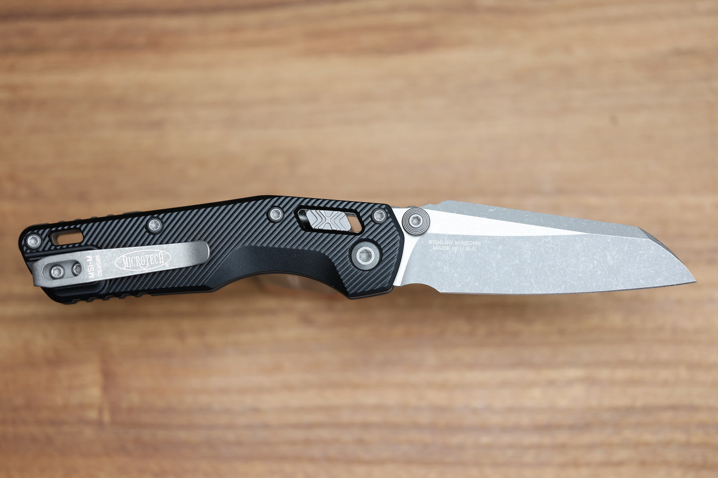 MICROTECH MSI RAM LOK MINI BLACK FLUTED ALUMINUM HANDLES W/ APOCALYPTIC M390MK 210M-10APFL