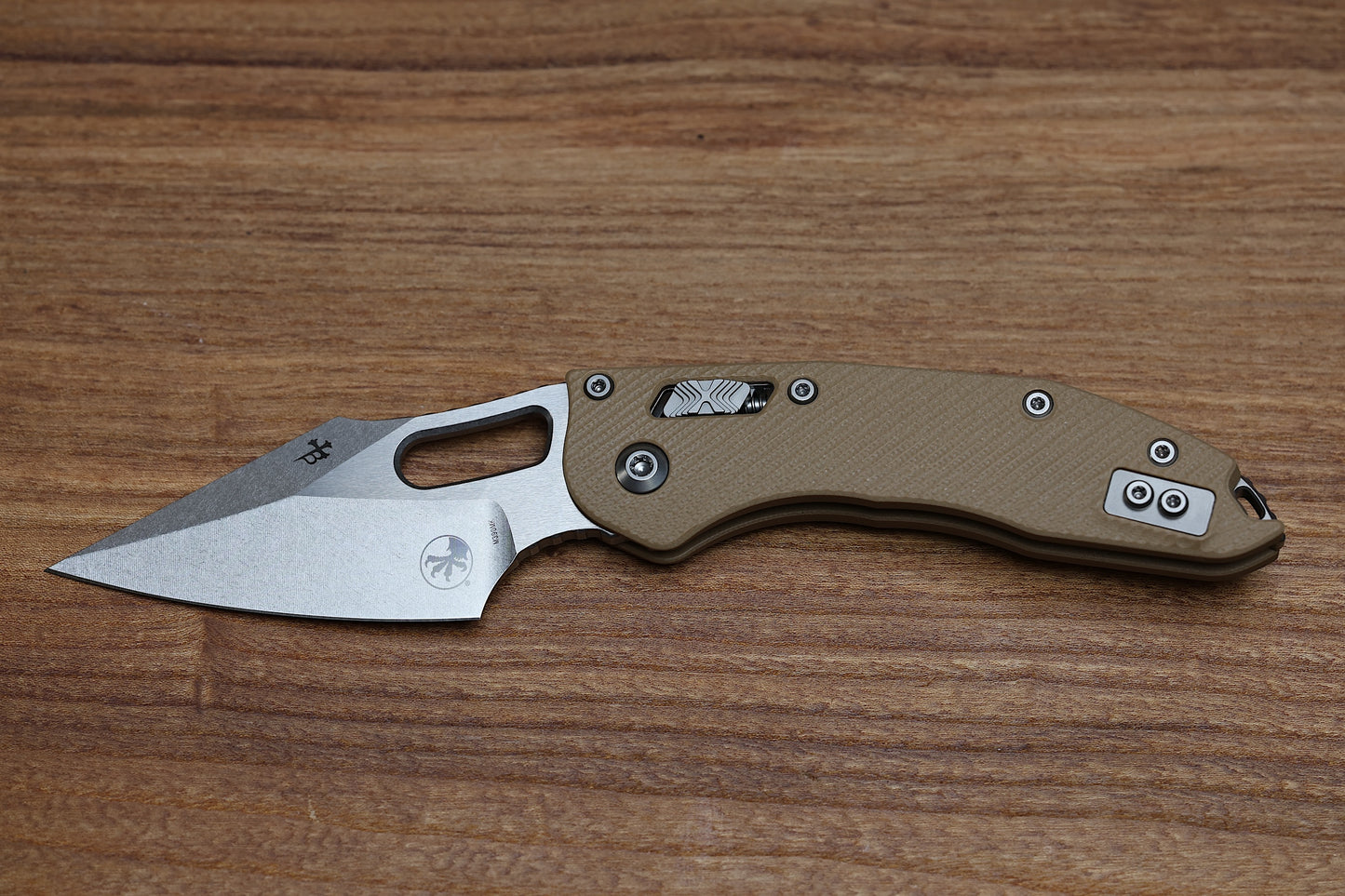 MICROTECH KNIVES MANUAL STITCH RAM LOK FLUTED TAN G-10 & STONEWASH M390MK 169RL-10 FLGTTA