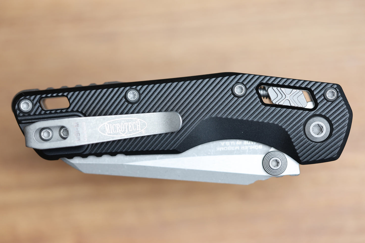 MICROTECH MSI RAM LOK MINI BLACK FLUTED ALUMINUM HANDLES W/ APOCALYPTIC M390MK 210M-10APFL
