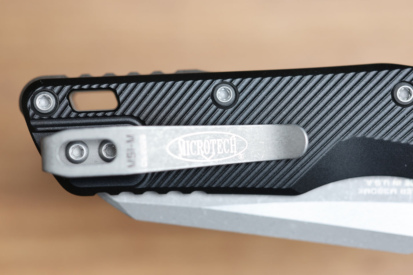 MICROTECH MSI RAM LOK MINI BLACK FLUTED ALUMINUM HANDLES W/ APOCALYPTIC M390MK 210M-10APFL