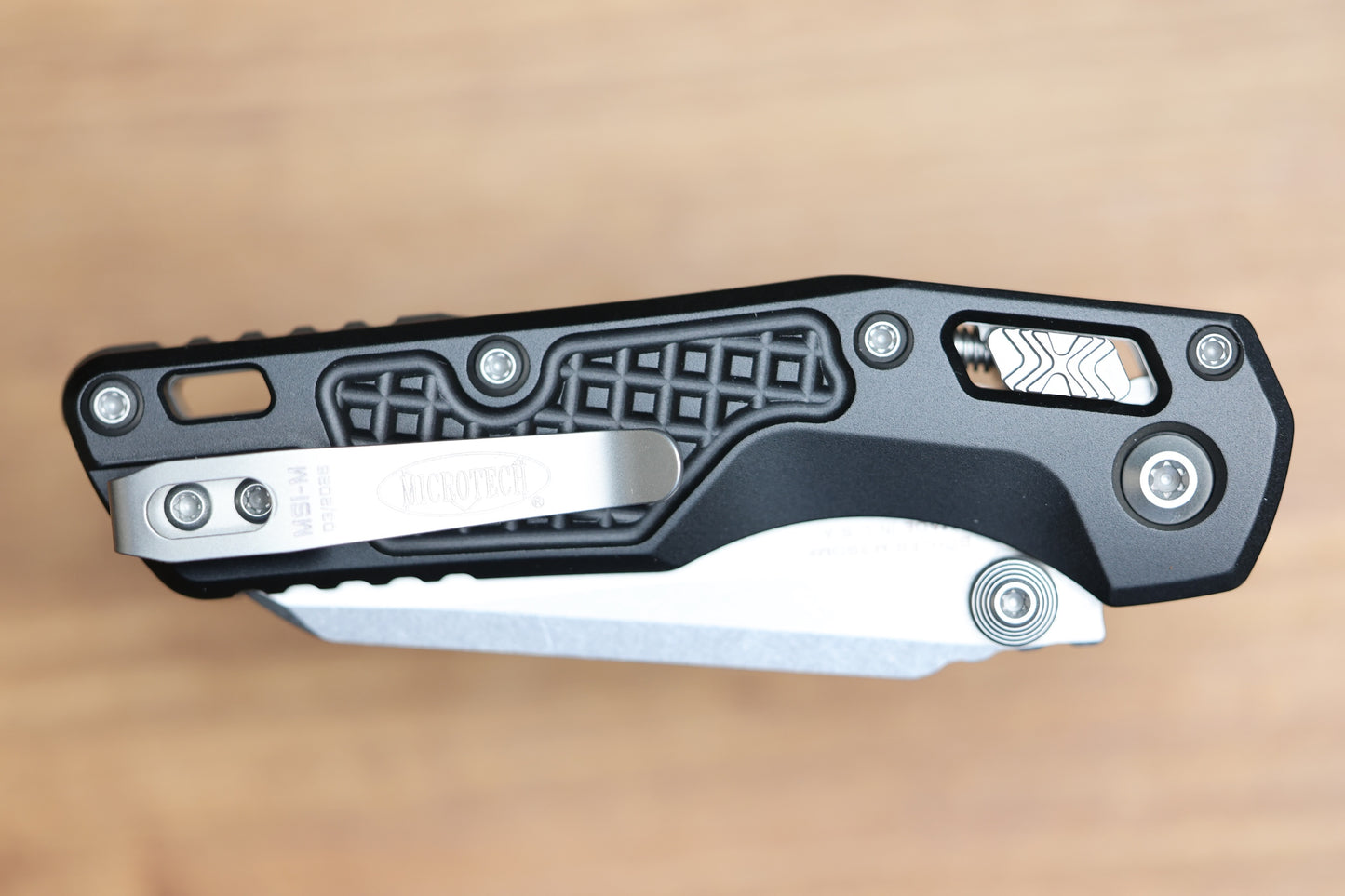 MICROTECH MSI RAM LOK MINI BLACK FRAG ALUMINUM HANDLES W/ STONEWASH M390MK 210M-10FR