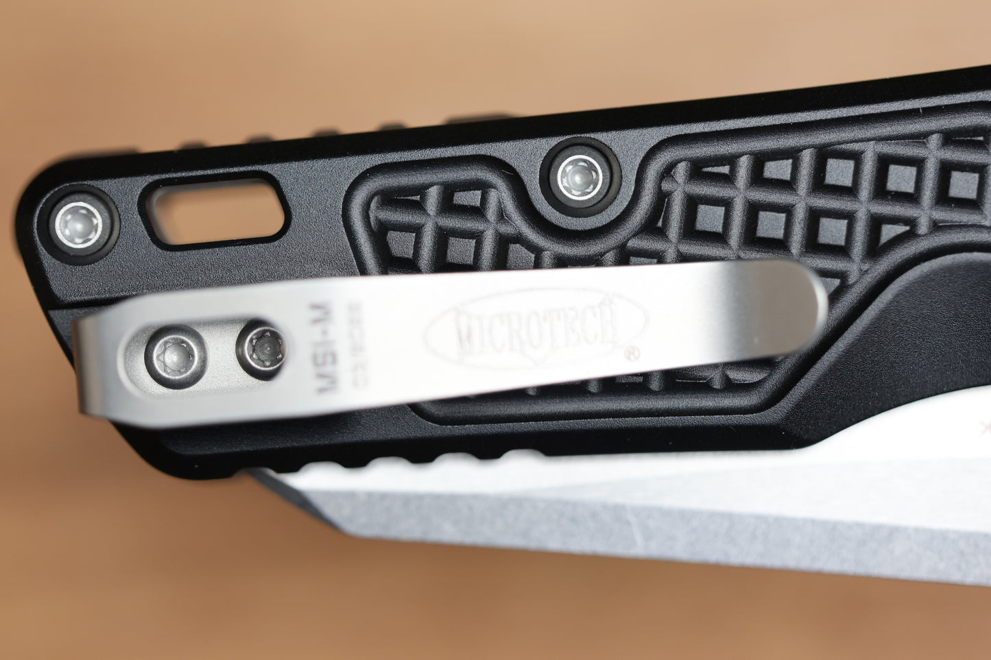 MICROTECH MSI RAM LOK MINI BLACK FRAG ALUMINUM HANDLES W/ STONEWASH M390MK 210M-10FR